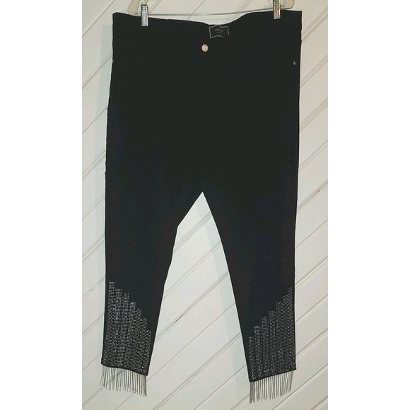Liv & Lucy Crystal Embellished Straight Leg Jeans High Waisted Stretch Denim 20 - Picture 1 of 10